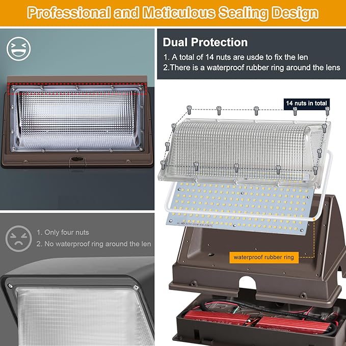 120W LED Wall Pack Light18000LM 5000K LED Security Flood Lighting 110V-277V Commercial and Building IP65 Waterproof Outdoor Wall Mount Exterior Light for Garage Warehouses Yard 6 Pack