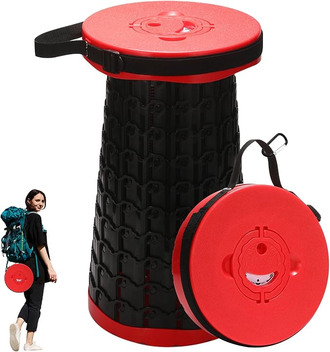 Upgraded Collapsible Stool 800 lbs Heavy Duty Capacity &amp Lightweight 2.6 lbs 18-Inch Portable Retractable Folding Stool for Adults Camping Fishing Hiking BBQ Travel Outdoor Events
