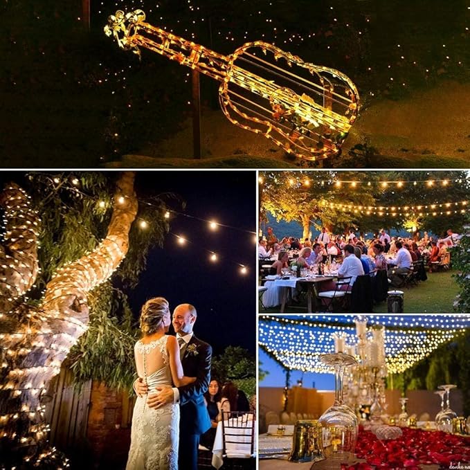 Quntis 164ft 2000 LED Cluster Christmas Lights - Dark Green Wire Cluster Christmas Tree Lights - 8 Modes Outdoor Waterproof Strands Christmas String Lights for Holiday Wedding Party Decor Warm White