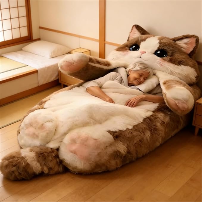 Cat Sleeping Bag Cat Sleeping Bag for Human Cat Shaped Plush Floor Lounger for Adults for Indoor Use or Camping