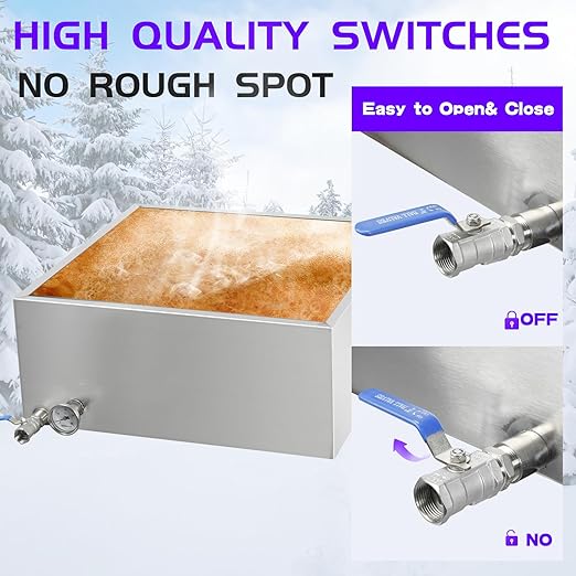 Maple Syrup Evaporator Pan 24 x 24 x 10 Inch Maple Syrup Pan 24.9 Gal 304 Stainless Steel Maple Syrup Evaporator Boiling Maple Syrup with Valve and Thermometer