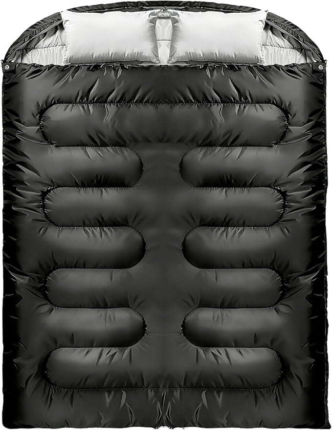 2 Person Sleeping BagDouble Sleeping Bags for Adults Large Adult Sleeping Bag with Plush Lining/Backpacking/Extra Large/4 Seasons/Portable/Waterproof/Hiking/Camping/Family Fun Time