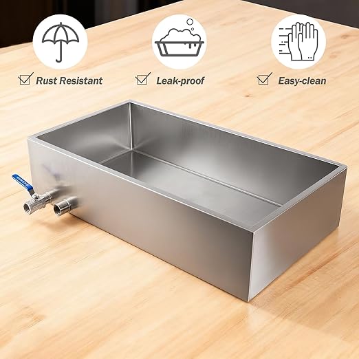 Marada Maple Syrup Evaporator Pan with Dual Interface Steam Table Pan304 Stainless Jam Food Chafing for Home Outdoor Cooking (30L x 16W x 9.5H)