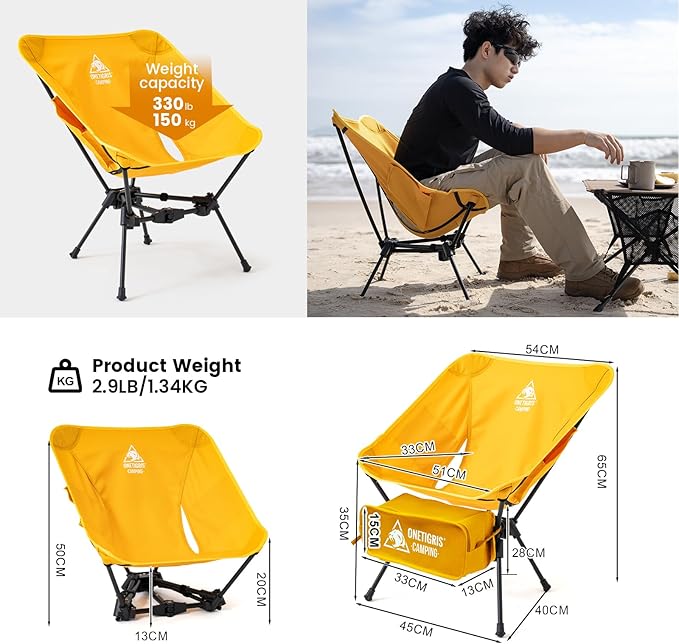 ONETIGRIS Tigerblade Camping Chair Lightweight Folding Backpacking Hiking Chair Compact Portable 330 lbs Capacity