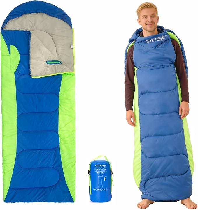 M300 Wearable Sleeping Bag with Arm Holes &amp Foot Openings - 3-in-1 All Season Lightweight Sleeping Bag for Adults Water-Resistant Backpacking &amp RV Camping Blanket