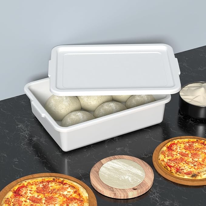 3 Pack Food Service Bus Tubs with Lids 13 L Plastic Meat Mixing Tub White