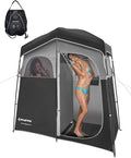 KingCamp Camping Shower Tent Portable Outdoor Privacy Toilet &amp Changing Tent Windproof &amp Waterproof Easy Setup 1 or 2 Room Shelter with Shower Bag for Camping Hiking Beach