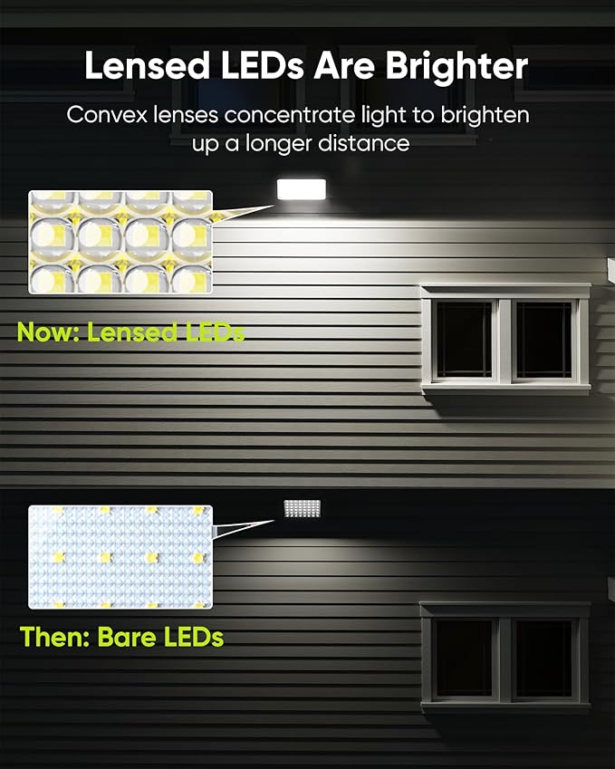 JACKYLED Solar Lights Outdoor 299 LED 1000 Lumens Bright Solar Wall Spotlight with 4000mAh Battery IP65 Waterproof Dusk to Dawn Auto Lighting for Front Door Balcony Shop Barn Garage (Black 2-Pack)