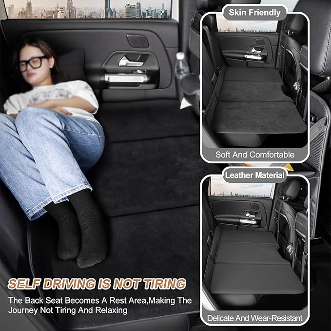 Generic Car Travel Camping Back Seat Sleeping Mattress Double-Sided Non-Inflatable Foldable Design Suitable for Most Cars Restful Sleep on The Go