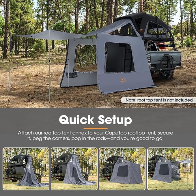 SanHima CapeTop Rooftop Tent Side Annex Room - 82.5 sq ft Spacious Shade Space Weatherproof with Carry Bag