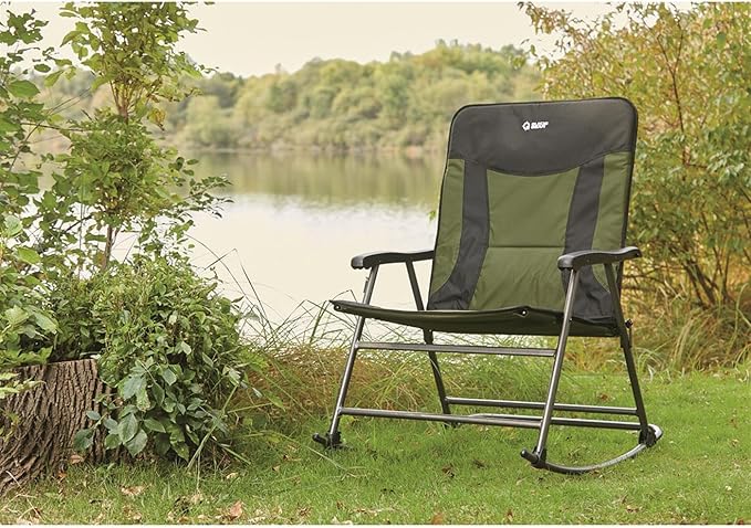 Guide Gear XXL Oversized Rocking Camping Chair Heavy-Duty 600 lb Capacity Portable Folding Outdoor Camp Rocker Chairs for Adults Hunter Green/Black