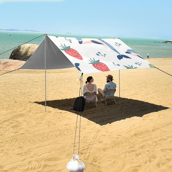 Dolphin Strawberry Camping Sun Shelter Beach Tent Portable Beach Sun Shade Outdoor Canopy for Camping Trips Fishing Picnic