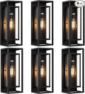 6 Pack 18 inches Outdoor Wall Lantern Light Fixture Large Black Exterior Waterproof Wall Sconce Anti-Rust Mount Porch Light with Clear GlassE26 Socket