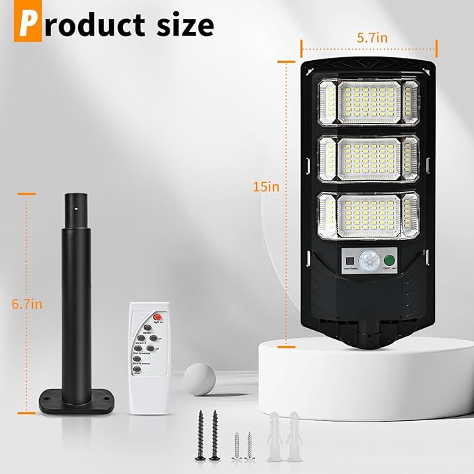 Solar Lights Outdoor Waterproof 2 Pack 6500k Solar Flood Light Dusk to Dawn Solar Street Lights with Motion Sensor &amp Remote Control LED Solar Parking Lot Lights for Yard Ground Garden