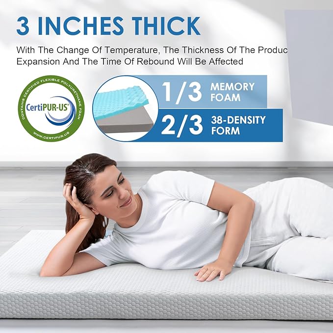 KingChii Memory Foam Camping Mattress Portable Roll Up Sleeping Pad for Road Trip Floor Mat Roll Up Futon Mattress for Guests Sleepoverr