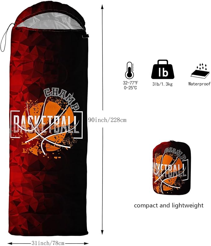 Kids Sleeping Bag for Boys GirlsWestern Cowboy Print-Lightweight Warm Portable Outdoor Indoor-Waterproof Cold Weather Resistant Sleeping Bag for Camping Hiking