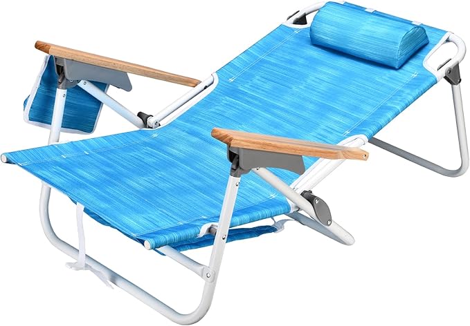 1PCS Backpack Beach Chairs for Adults Beach Towel Backpack Beach Chairs for Adults 5 Position Chair with Pouch Folding Lightweight Positions Back Pack 13 inch high