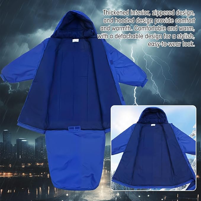 Macarrie Wearable Sleeping Bag with Dual HoodieLongsleevesPockets and Adjustable DrawstringIdeal for Camping Cold Weather Hiking BlanketShelter