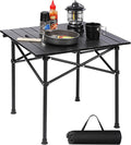 REDCAMP Folding Roll Up Camping Table 20x20.5 Lightweight Portable Compact Beach Table for OutdoorPicnicHikingBlack