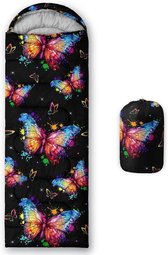 HOSIMA Dear Hunting Pattern Cold Weather Sleeping Bags for Kids AdultsBlack Light Weight Waterproof Sleeping Bags for Outdoors Hiking.