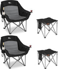 2 Pack Folding Oversized Camping Chair with Footrest Heavy Duty Camp Chair for Adults