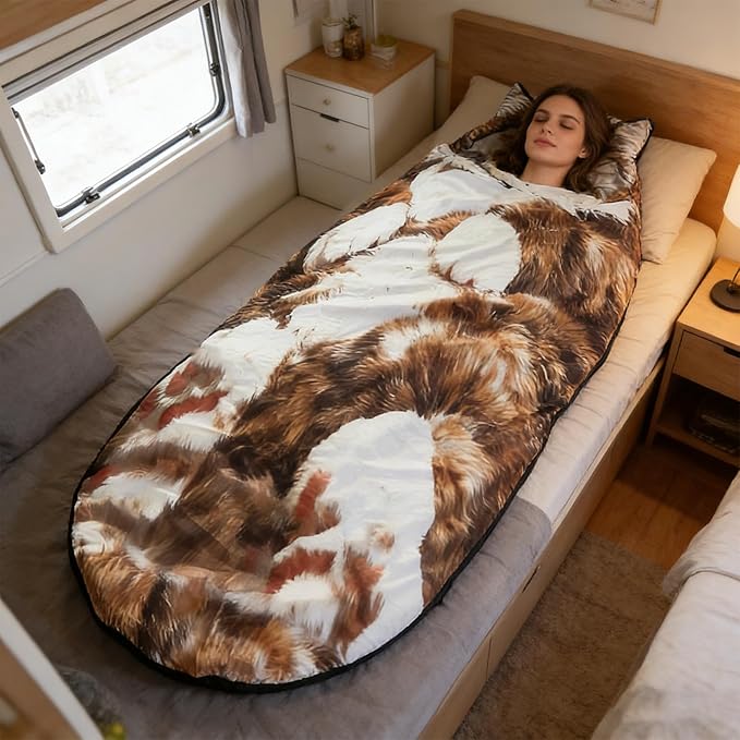 Cat Sleeping Bag for Humans | Camping Sleeping Bags | Plush Cats Print Envelope Mummy Sleepings Bag with Soft Flannel Lining Self | Giant Plush Envelope Design Sleep Sack Cats Blanket for Humans