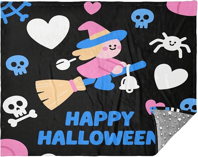 Blankets For Couch Halloween Witch Heart Black Blue Blankets &amp Throws 50'' x 70''