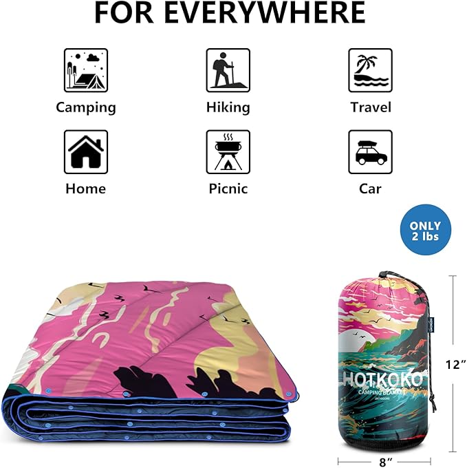Camping BlanketLightweight Puffy Printed Camping Blanket Packable Outdoor Blanket for CampingTraveling Stadium Hiking Picnics