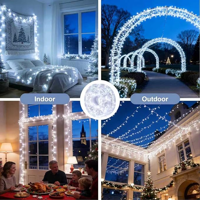 LED String Lights 165FT 500LED 30V Plug in Waterproof String Lights with 8 Modes for Indoor and Outdoor Party Wedding Home Patio Lawn Garden Supplies (Cool White)