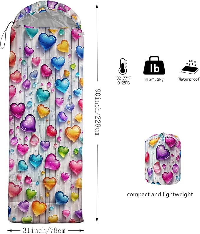 AILONEN Cartoon Camping Sleeping Bag for Boys Girls AdultsLightweight &amp Waterproof3 Season Warm &amp Cold WeatherPortablePrinted Sleeping BagTravelingCampingHiking
