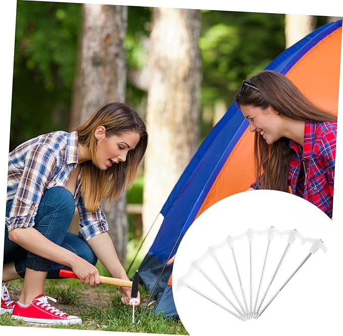 8Pcs Heavy Duty Tent Stakes Strong Ground Stakes for Camping Durable Construction for Tents Tarps Performance for Various Terrains