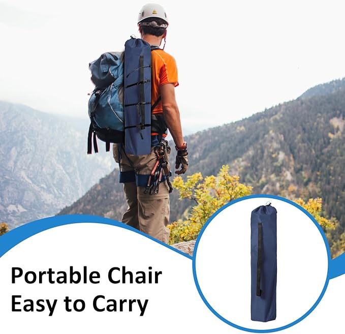 Foldable Camping Chair with Cup Holder Storage Pocket 225lbs Capacity Wide Base Feet for Sand/Mud Sweatproof Portable Outdoor Chair for Hiking Beach Sports Cyan