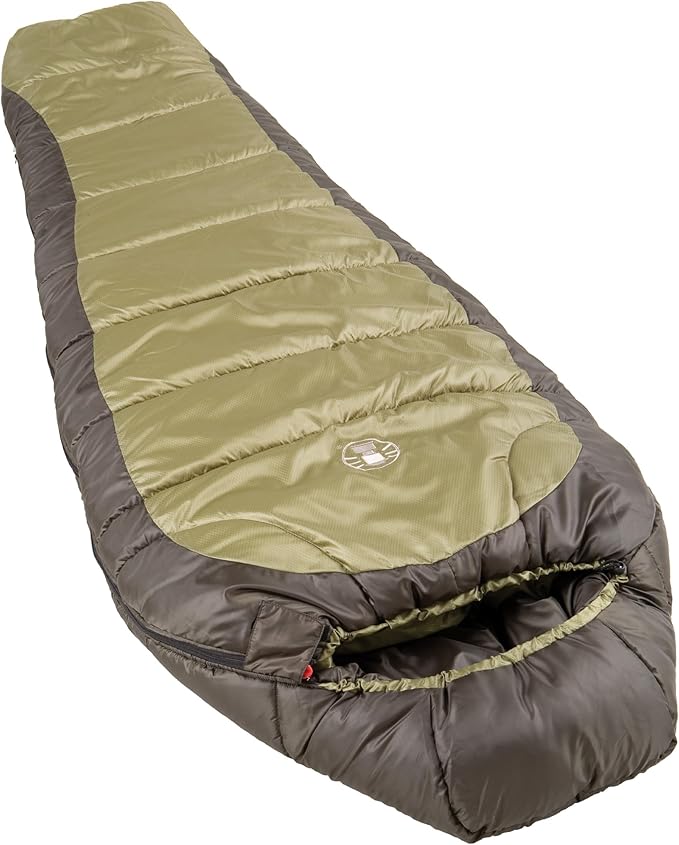 Coleman North Rim 0°F Big &amp Tall Sleeping Bag Cold-Weather Mummy Sleep Sack with No-Snag Zipper &amp Adjustable Hood for Warmth &amp Ventilation Large Camping Sleeping Bag