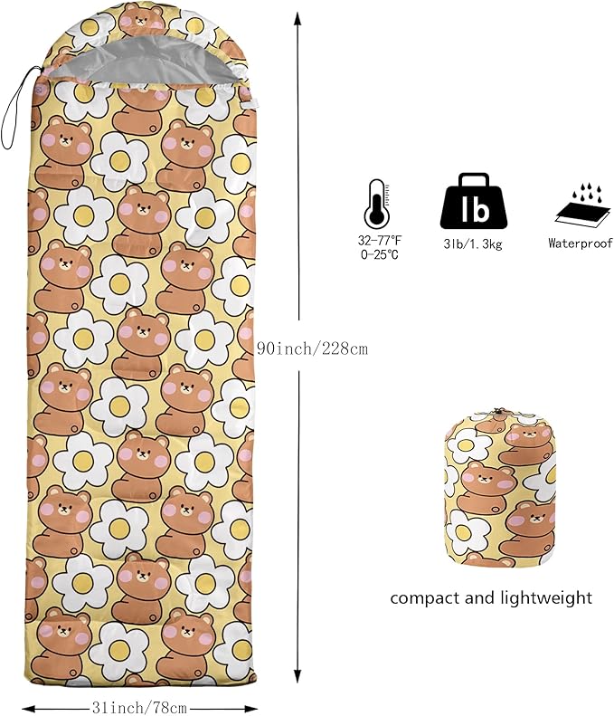 QOOMO Camping Sleeping Bags3 Season Warm &amp Cool WeatherLightweightWaterproof Sleeping Bags for Adults &amp KidsTravelingand OutdoorsCamping Gear Equipment