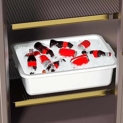 4-Pack 23 L Restaurant Plastic Bus Bins Large Bus Box Commercial for Kitchen Organization White