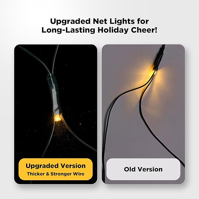 BlcTec Upgraded Outdoor Christmas Lights 280LED 10ft x 6.7ft Christmas Net Lights with UL Certified 8 Modes Timer Connectable Waterproof &amp Thick Wire for Bushes Shrubs Decorations WarmWhite