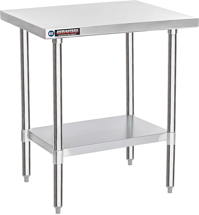 DuraSteel 30x24 Small Stainless Kitchen Island - NSF Outdoor Grill Work Station with Under Shelf - Metal Microwave Stand - For Laundry Room Kitchen Garage Restaurant