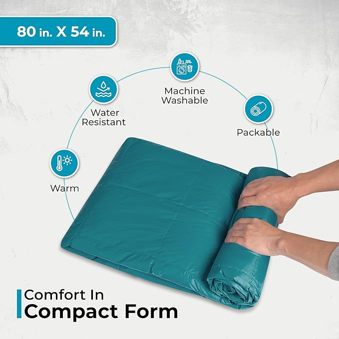 Puffy Blanket for Cold Weather - Down Camping Blanket with Sustainable Insulation Lightweight &amp Warm Outdoor Camping Quilt Water-Resistant Compact &amp Packable