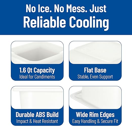 CFS CM110402 Coldmaster ABS Standard Sixth-Size Food Pan 1.6 qt. Capacity 6.84 x 6.25 x 5.91 White