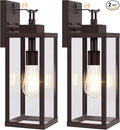 BesLowe 16” Upgraded Motion Sensor Outdoor Wall Lights Dusk to Dawn Porch Lights Outdoor Wall Sconces 3 Lighting Modes Exterior Lighting Fixtures with Hooks Brown Outside Lights for House 2-Pack