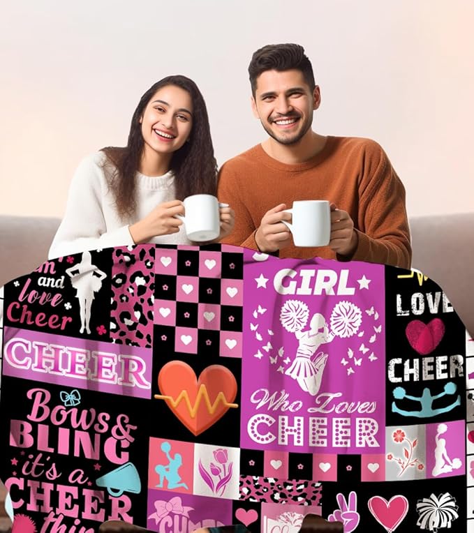 Cheerleader Gifts Cheer Blanket for GirlsFlannel Cheerleaders Throw Blanket Cheerleading Gifts for Girls Team Cheer Lovers 60x50