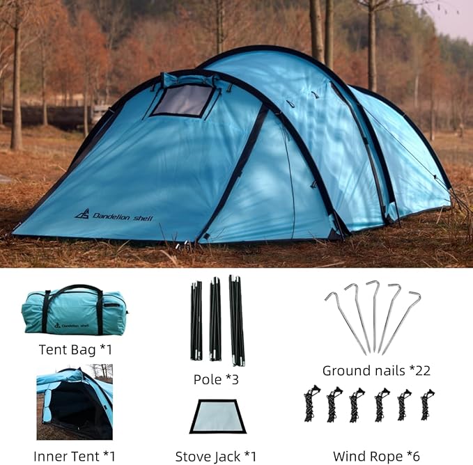 Hot Tent with Stove Jack – 4 Season Waterproof &amp Windproof Shelter for 1–4 People Lightweight for Camping Hiking Hunting &amp Fishing