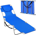 WLIVE Beach Lounge Chair for Adults 4-Position Folding Tanning Chairs with Face Hole 2 Legs Support Portable Outdoor Chair for Beach Pool Blue