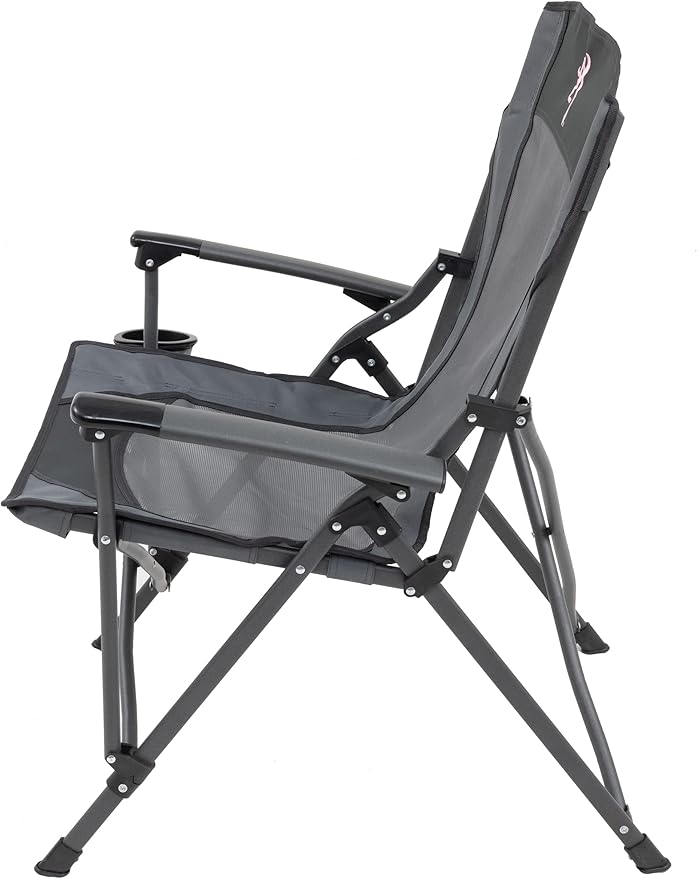 Browning Folding Camping Chairs for Adults - Durable Mesh Fabric Over Sturdy Powder Coated Steel Frame Armrests Cup Holder and Shoulder Carry Bag
