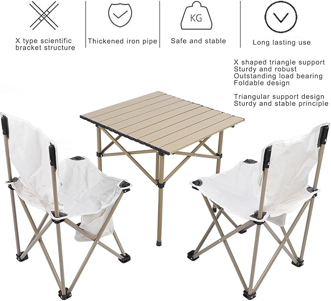 Lightweight Folding Aluminum Alloy Camping Table and Chairs Set with Storage Bags for Outdoor Camping