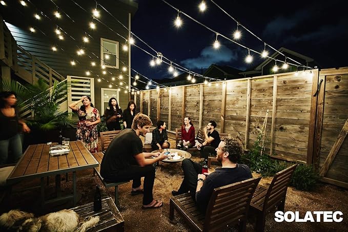 Solatec LED String Lights Shatterproof 96FT 30 Hanging Sockets Commercial Grade Waterproof 2W Outdoor String Light Decor for Patio Garden Balcony Deck S14 2W (30 Lights 96FT)