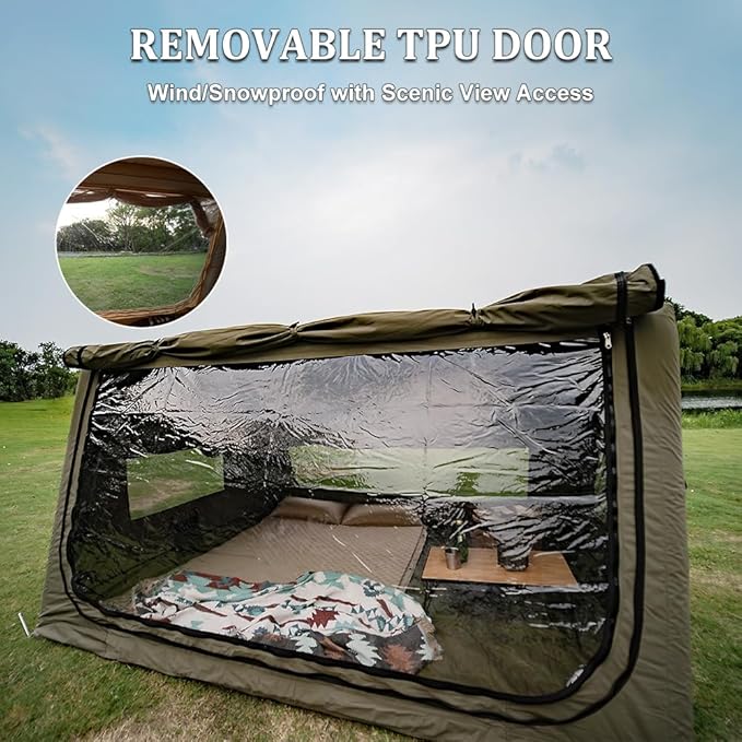 TOMOUNT Inflatable Canvas Tent with PumpEasy Setup Blow Up Tent for Camping