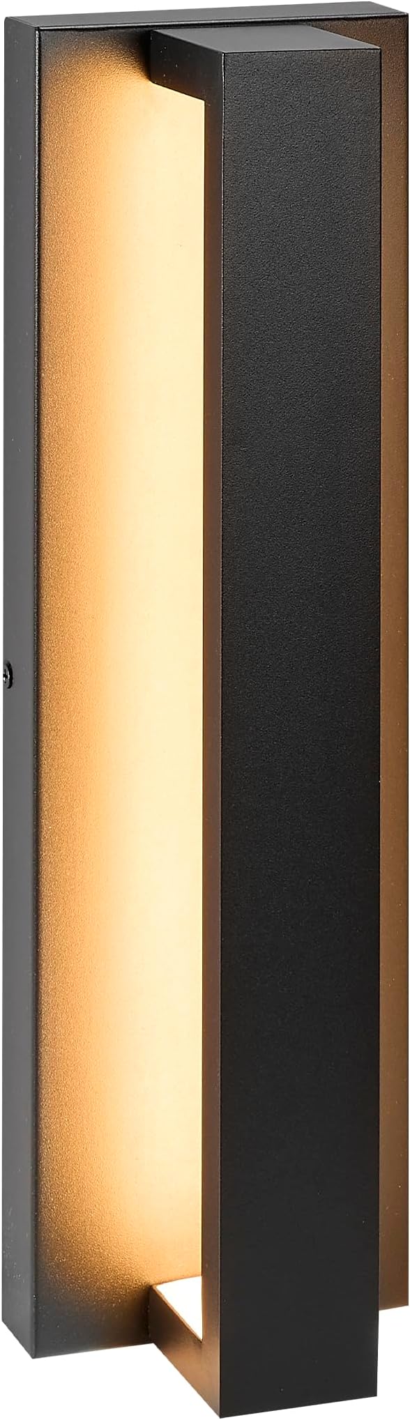 Maxxima LED Porch Lantern Outdoor Wall Light Linear Black Sconce with Vertical Bar 300 Lumens 5 CCT 2700K/3000K/3500K/4000K/5000K Modern Exterior Flush Mount Patio Lighting