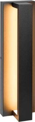 Maxxima LED Porch Lantern Outdoor Wall Light Linear Black Sconce with Vertical Bar 300 Lumens 5 CCT 2700K/3000K/3500K/4000K/5000K Modern Exterior Flush Mount Patio Lighting