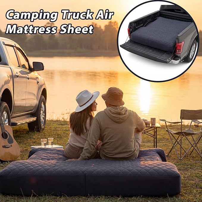 Truck Bed Air Mattress Sheet for 5.5 to 5.8 ft Pickup Trucks Waterproof Cover Protector for Short Truck Air Mattress Soft Flocked Tpu Surface Camping Trucks Bed Bedding for Outdoor Overlanding Travel